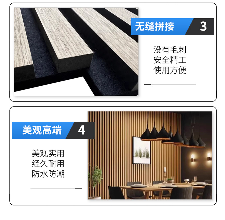吸音板木条格栅跨境墙面装饰板客厅会议室隔音聚酯纤维吸音格栅板-阿里巴巴