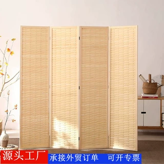 跨境竹子实木屏风折叠推拉房间隔断墙移动客厅进门卧室帘竹制环保