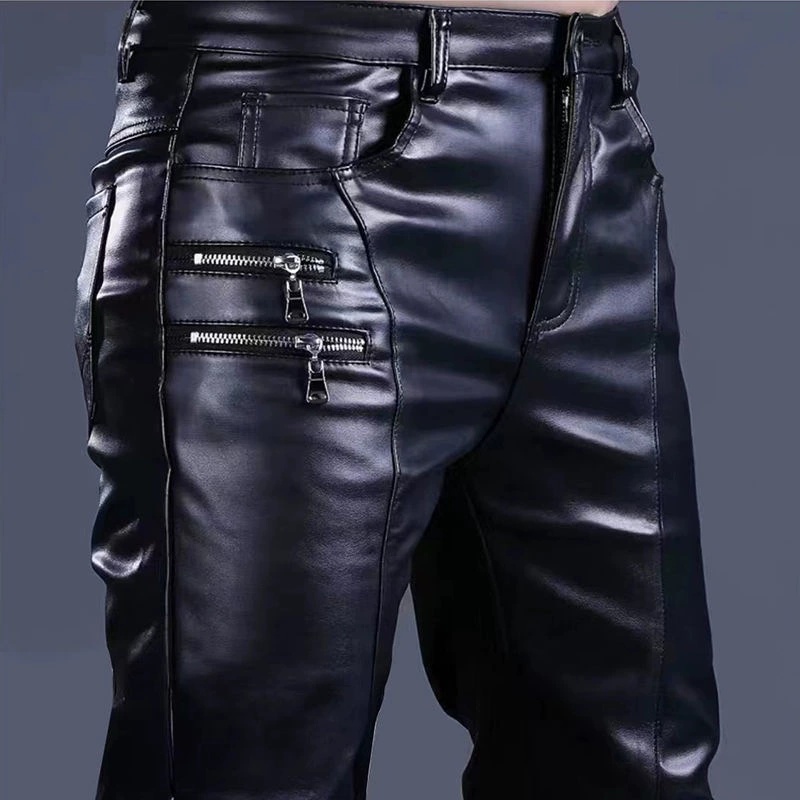 Европейские и американские кожаные брюки для мужчин, красивые мужские брюки для выступлений на сцене, мужские брюки для езды на мотоцикле, прямые продажи с фабрики