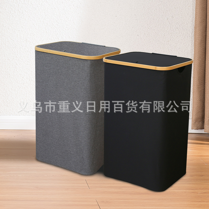 Cesta de lavandería cesta de lavandería de almacenamiento plegable cesta de lavandería de tela de bambú con tapa gran cesta de almacenamiento de estilo japonés con bolsa de malla interior