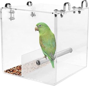 New bird feeder acrylic parrot automatic feeder bird anti-scattering food box factory direct spot