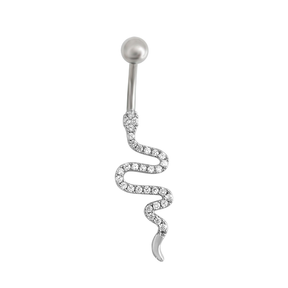 Piercing nombril serpent avec zircon bijou de corps élégant_voghion.com