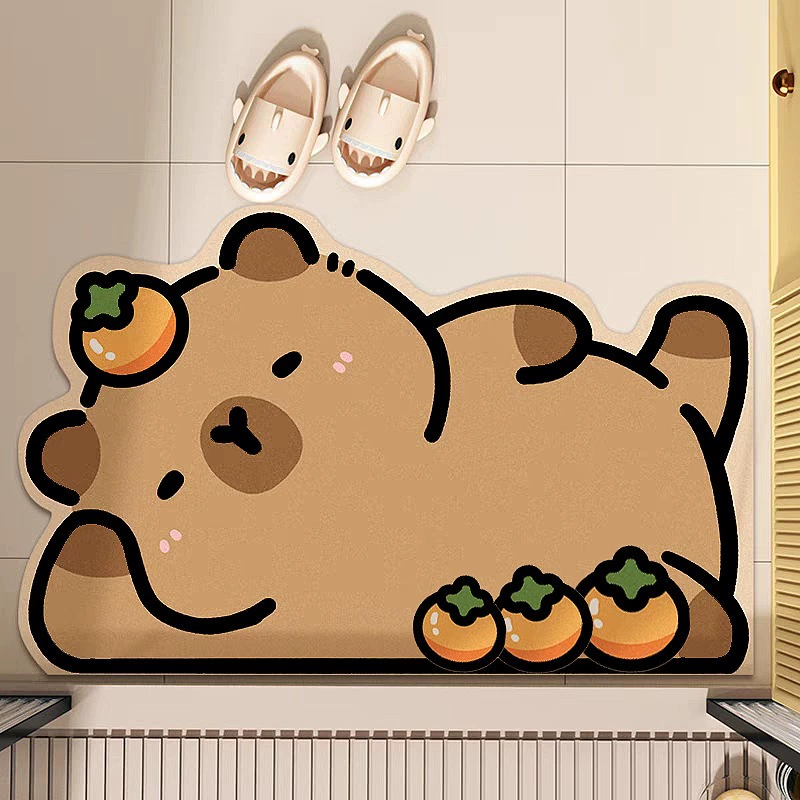 Напольный коврик из диатомовой грязи Kapibala, милый коврик для ванной комнаты с рисунком из мультфильма, сильное водопоглощение, нескользящий коврик для ног, быстросохнущий коврик для ног