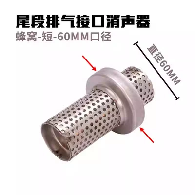 Motorcycle exhaust pipe – Suitable for Motorcycle Modified - 60mm-interface-honeycomb-muffler-short