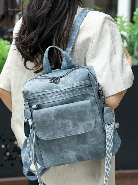 Backpack New Style Fashionable Large Capacity Schoolbag Travel Simple High-Level College Student Women's Backpack Shoulder Bag