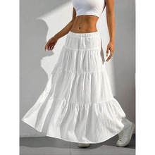 W 30507 Tie patch loose big swing skirt ���ƴ�ӿ��ɴ��ȹ