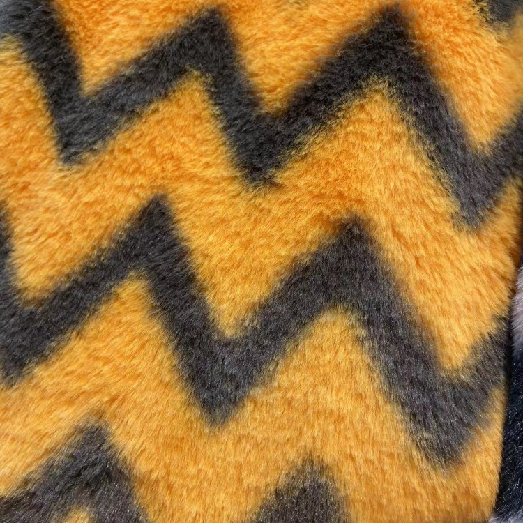 Piel de conejo impreso tela de imitación de piel de conejo W rayas abrigo de tela suéter bolsa hogar textil bufanda tela fábrica en stock