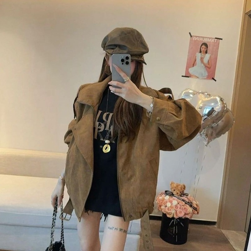 麂皮绒外套女春秋季2025新款早秋薄外套巨好看的短款夹克初秋休闲|undefined