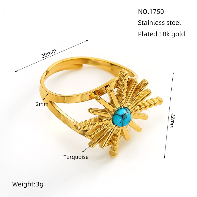 Nuevo anillo ajustable geométrico retro de acero inoxidable, anillo de nicho de personalidad, anillo de sensación premium chapado en oro de 18k para mujer