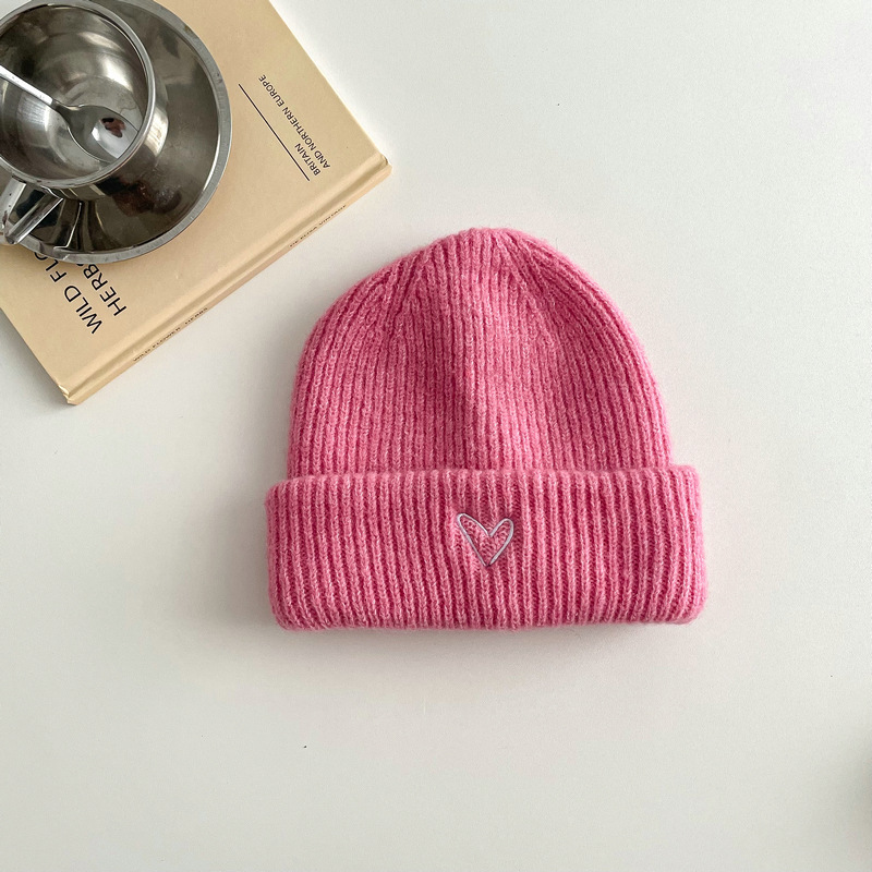 Versione coreana, berretto e sciarpa lavorati a maglia per bambini con ricamo, 2 pezzi, per ragazzi e ragazze, autunno e inverno, colore unito_voghion.com