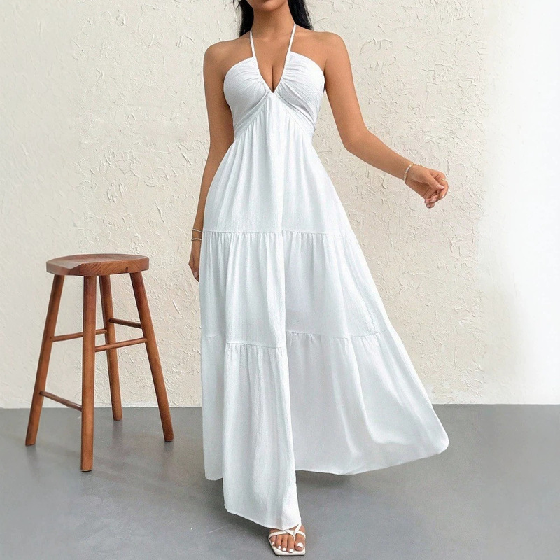 2026 Summer Cross-Border Women's Popular Deep V-Neck Bohemian Style Belted Wedding Festival Party Dress 2026 Summer Cross-Border Women's Popular Deep V-Neck Bohemian Style Belted Wedding Festival Party Dress