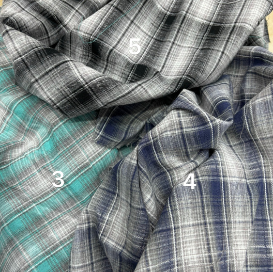 全棉色织仿麻竹节格男装衬衫女装连衣裙吊带衫童装裤料睡衣格子