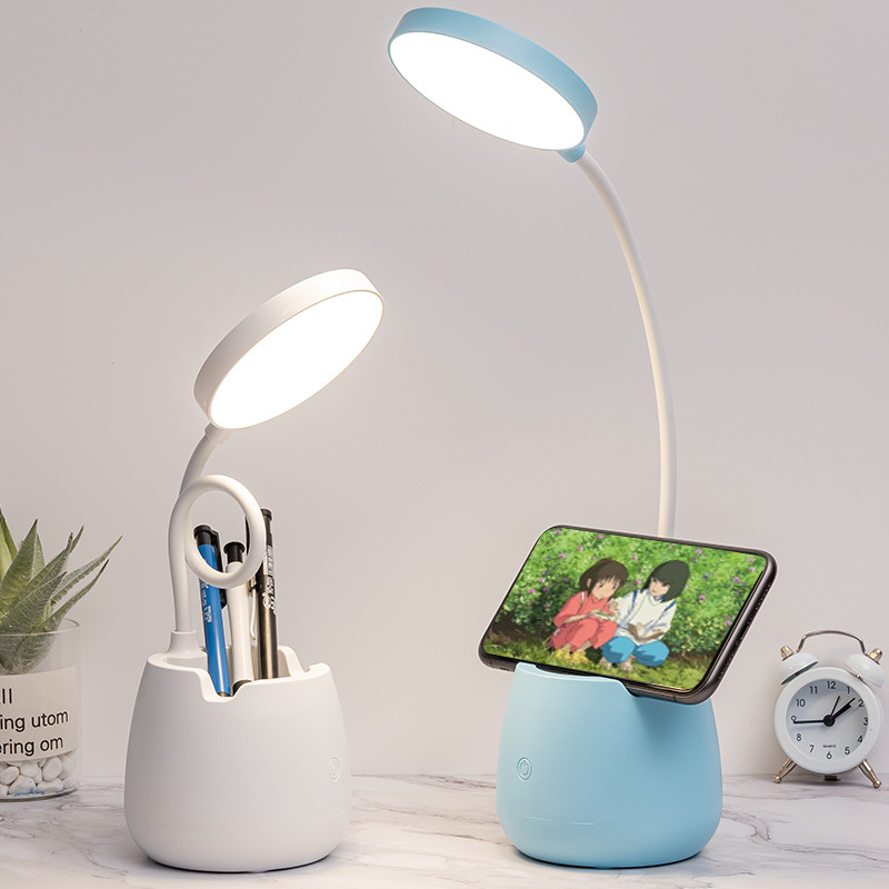 Suministro transfronterizo puesto al por mayor de protección de los ojos LED lámpara de escritorio dormitorio estudiante de tres colores de carga USB ajustable lámpara de noche creativa