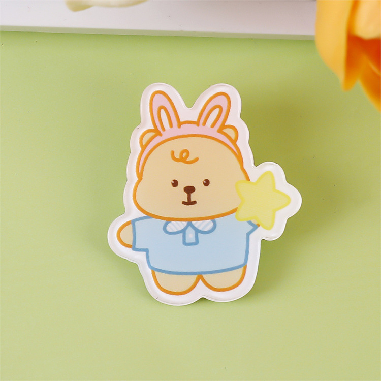 クリームイエローベアアクリルブローチかわいい漫画バッジペンダントスクールバッグペンダント装飾小物アクセサリーカスタマイズ|undefined