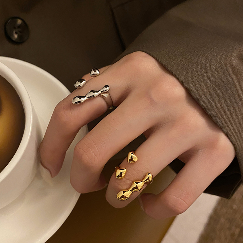 Korean fashion niche silver plated copper multi-layer opening adjustable ring