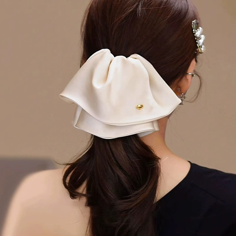 フレンチレトロなソリッドカラーのリボンクリップ、小さなサメクリップ、ハーフタイヘアクリップ、気質、多用途の女の子のヘアアクセサリー|undefined