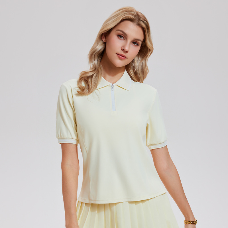 New Casual Sports Suit Women's Lapel Fitness Short-sleeved Pleated Skirt Loose High-elastic Academy Style Tennis Suit_ecoleips.com