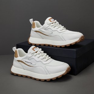 Genuine Leather Men's Shoes 2024 Spring New Forrest Gump Casual Shoes Korean Fashionable All-match Top-layer Cowhide Sports Shoes for Men