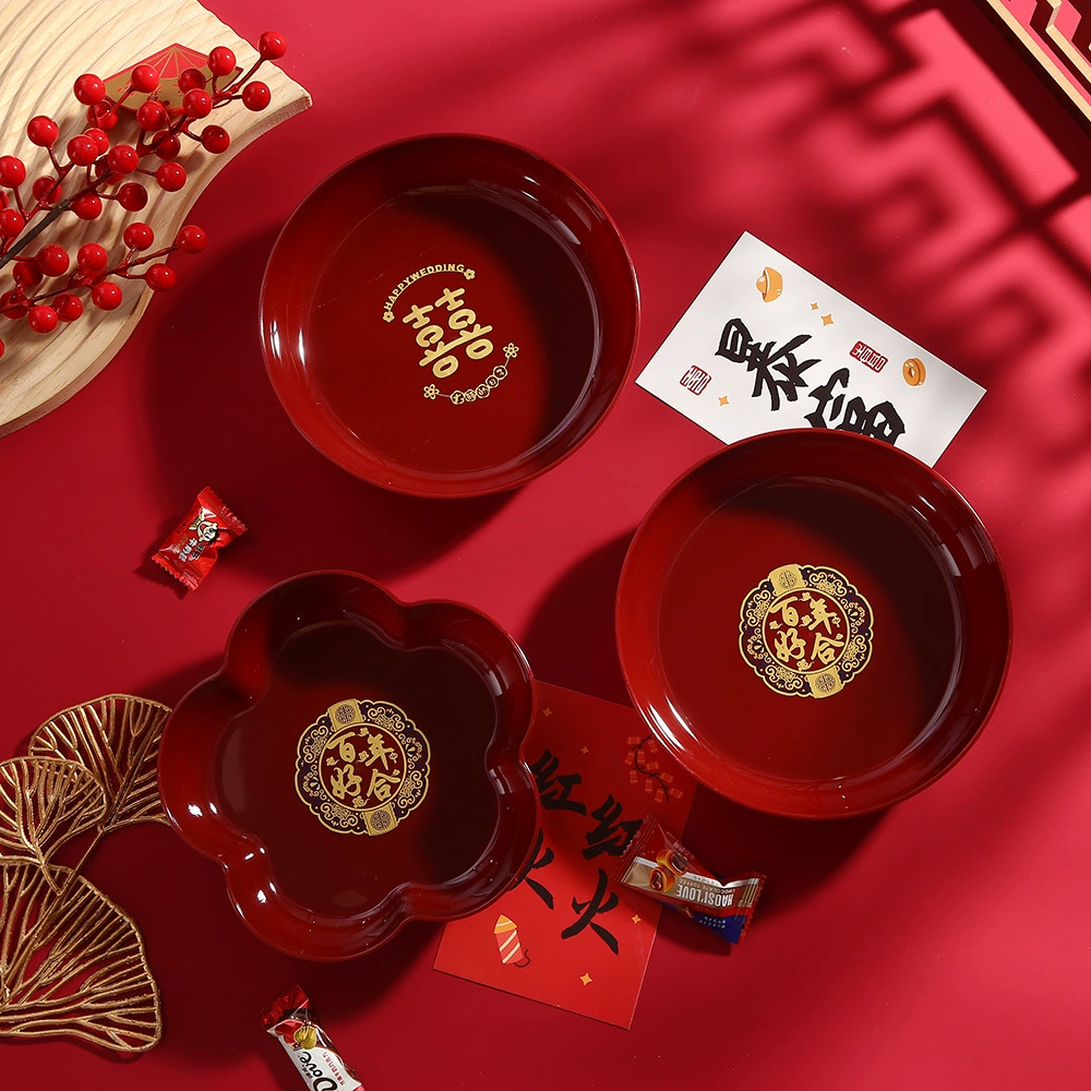 Свадебная тарелка с фруктами Свадебная гостиная украшения свадебная тарелка помолвка красная праздничная тарелка с сухими фруктами для свадебных принадлежностей оптом