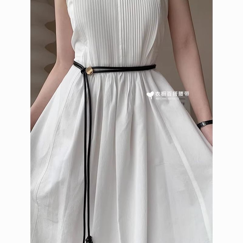 新型の柔らかい革のひもの細いベルトの女性の夏はスカートのシャツのファッションの装飾を配合します。|undefined