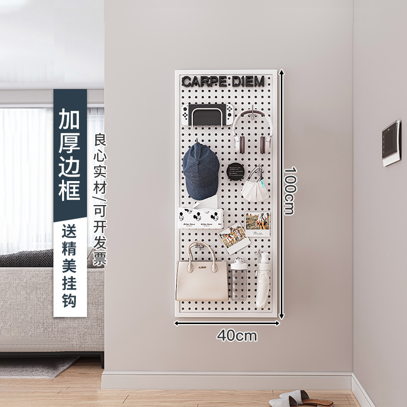 Tablero de agujero redondo, estante de estante de pared, almacenamiento de pantalla de acero inoxidable, herramientas de hardware, pared de tablero colgante universal