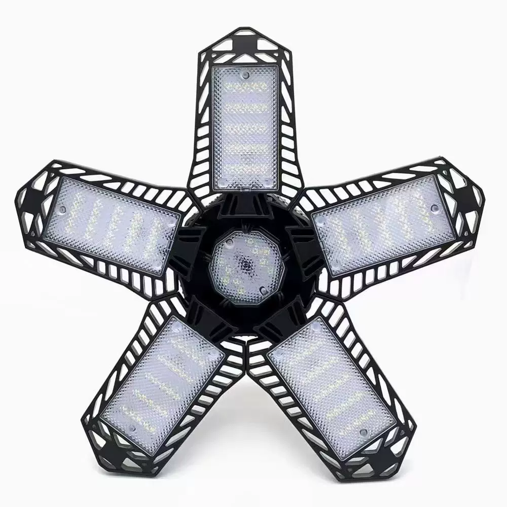 跨境新款 五叶折叠LED迷你车库灯仓库工厂室内停车场照明灯具