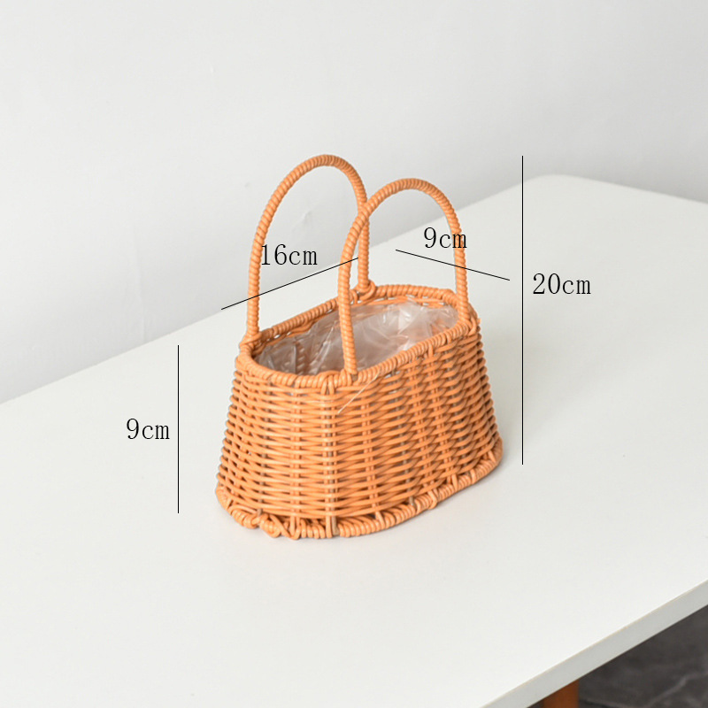 Cestas de flores de huevos de vid de plástico tejidos, flores de luna, flores de mano tejidas, ramo de flores para regalar a una amiga, cesta de flores de mano