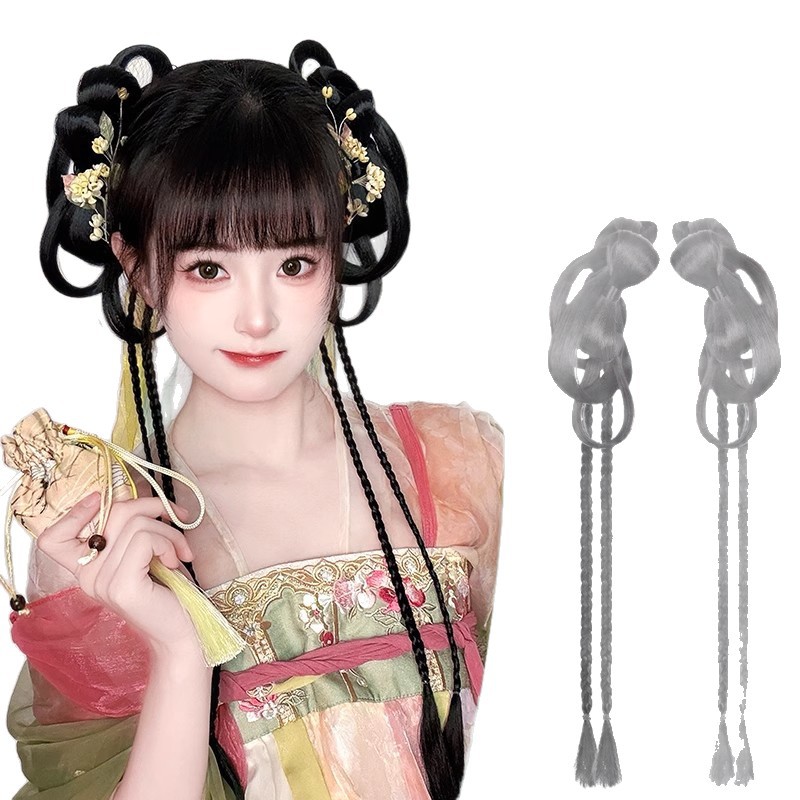 Moño Postizo Tradicional Chino para Hanfu de Fibra Sintética con Pinza image 6
