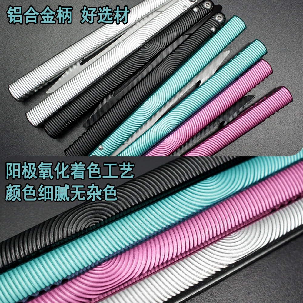 Петля бабочка нож двухцветный алюминиевый рукоять эффектив shaft sleeve imitation blade csgo бабочка складной нож декоративная тренировочная ножь без