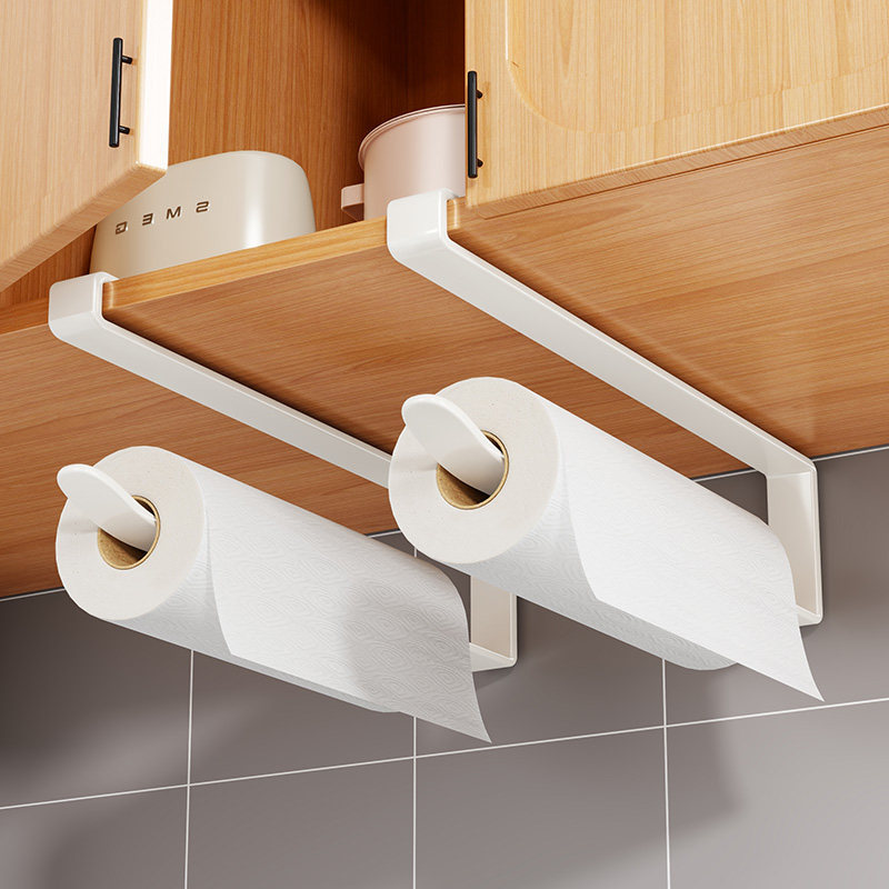 Portarrollos de Cocina para Gabinete de Acero Inoxidable, Sin Perforación, Colgante