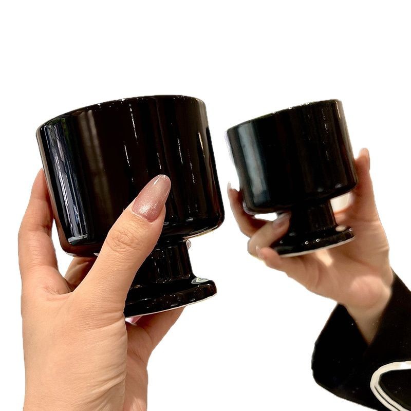 Taza de aromaterapia de cerámica de lirio personalizada Taza de nicho en blanco y negro Té de la tarde Taza de helado de yogur de café