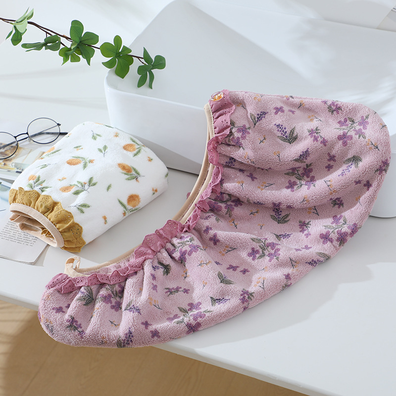 Bonnet de douche en polaire corail, absorbant, à séchage rapide, tendance et mignon, style influenceuse._voghion.com