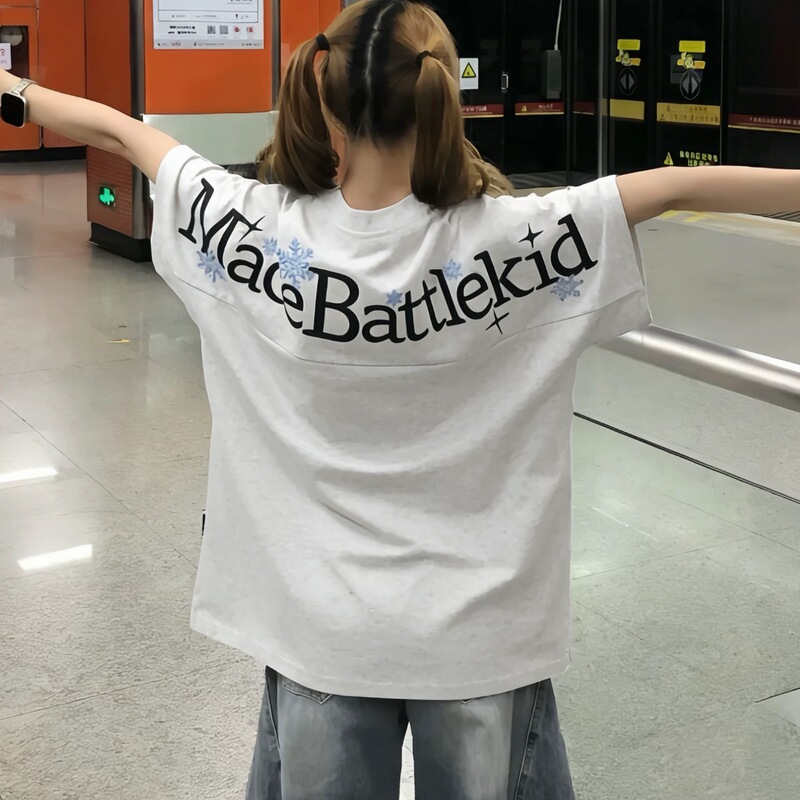 Loose and Stylish Mid-Length Casual Round-Neck T-Shirt with Full Embroidery and Printed Letters on the Front and Back, Unisex Short-Sleeve T-Shirt Loose and Stylish Mid-Length Casual Round-Neck T-Shirt with Full Embroidery and Printed Letters on the Front and Back, Unisex Short-Sleeve T-Shirt