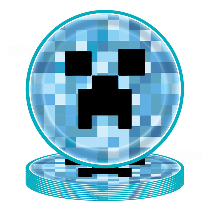 新しい Minecraft 誕生日パーティーのテーマ用品ピクセルバトル紙皿紙コップパーティー会場パーティー用品|undefined