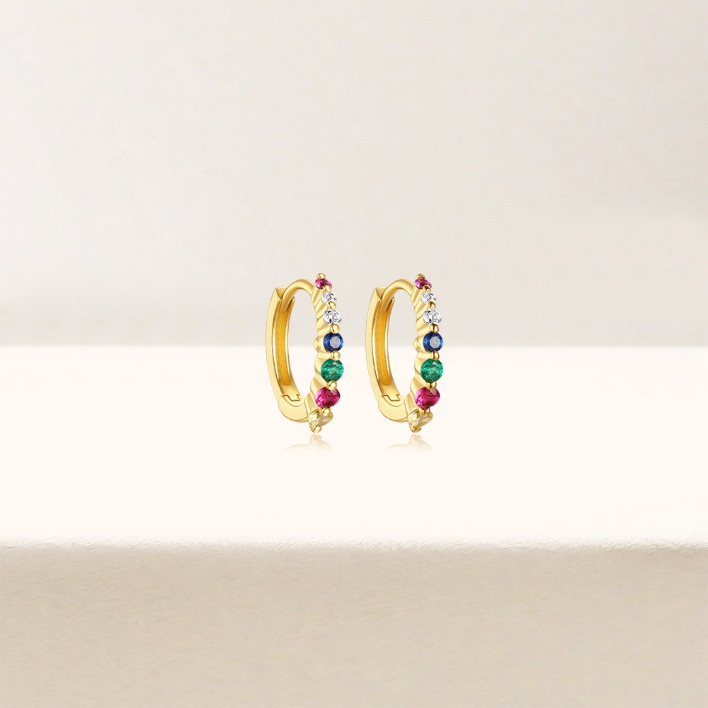 Plating, Inlay Design 1 Pair 925 Sterling Silver Zircon Geometric Earrings