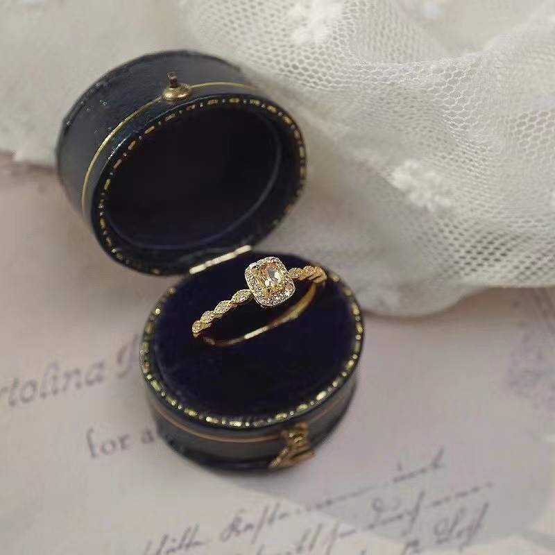 Anello aperto giallo con pietra naturale e cristallo, sottile fascia super lucida, regalo di Capodanno per ragazze che attraggono ricchezza, San Valentino_voghion.com