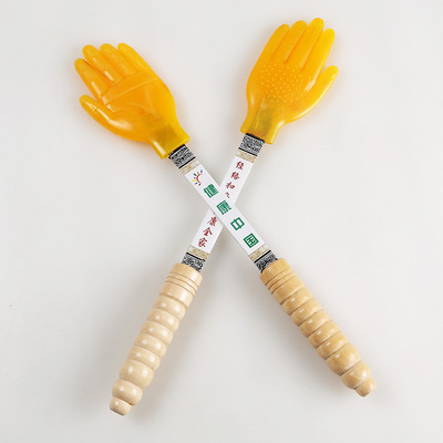 Acupressure Scrapping Board for Home Use, Knocking and Massaging Legs, Shoulders, and Back, Silicone Scrapping Palm, Small Yellow Hand Roller