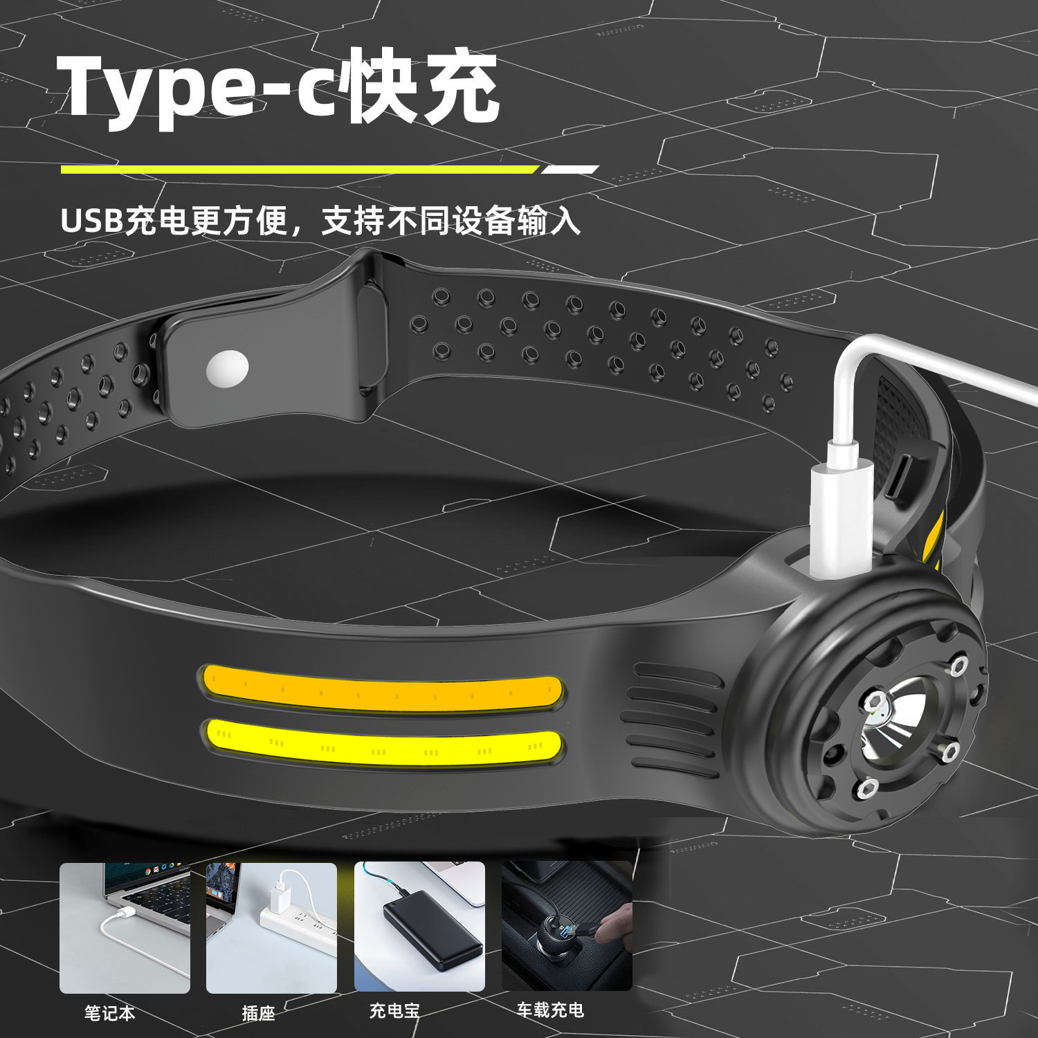 Transfronterizo nuevo faro de alta potencia al aire libre iluminación brillante montado en la cabeza lámpara de pesca nocturna larga resistencia lámpara portátil al aire libre