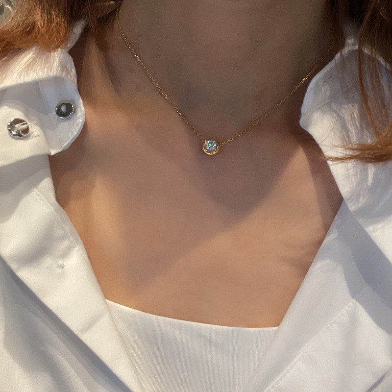 925 Sterling Silver Zircon Cable Chain Geometric Pendant Necklace display picture 7