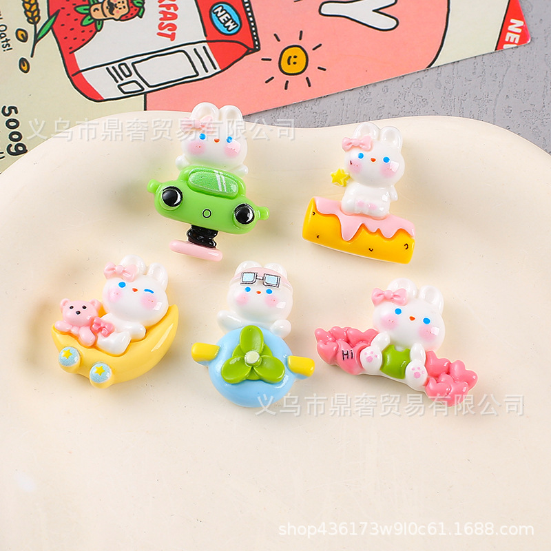 Bright Face Cute Flying Rabbit DIY Resin Accessories Handmade Hairpin Cream Glue Mobile Phone Case Shoe Flower Toothbrush Patch