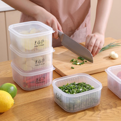 Onion, ginger, and garlic drain storage box, refrigerator scallion preservation box with lid, meat thread freezing box, kitchen food organization box