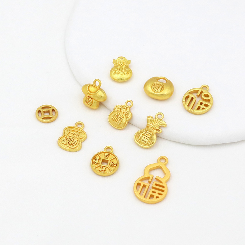 Gold-Plated Lucky Bag DIY Handmade Accessories Mixed Set with Fortune Character Retro Bracelet Side Bag Accessories Pendant Jewelry Accessories D150