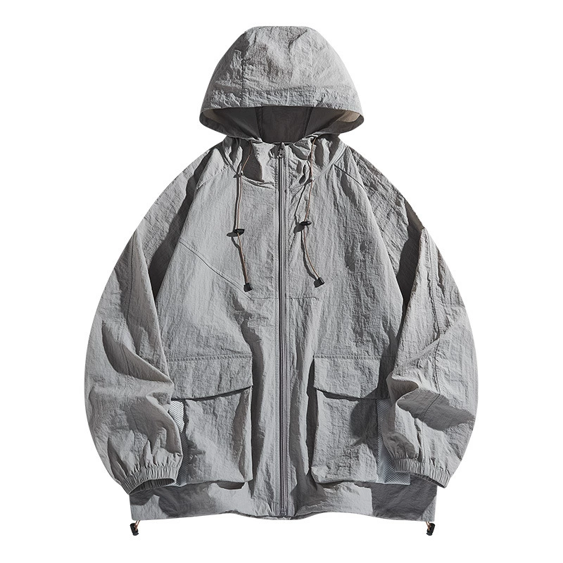 Летняя солнцезащитная лёгкая ветровка oversize для любимого, UPF100+, цвета молочно-абрикос/серый/хаки/карамель/фиолетовый, размеры S–3XL
