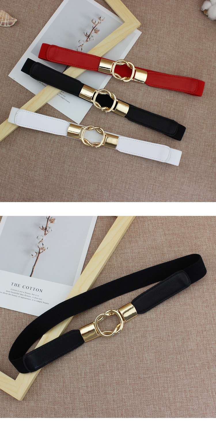 Versiunea coreeană a taliei elastice subțiri pentru femei, cu curea decorativă pentru rochie, rochie, curea mică alb-negru, Tide a Generation Hair_voghion.com