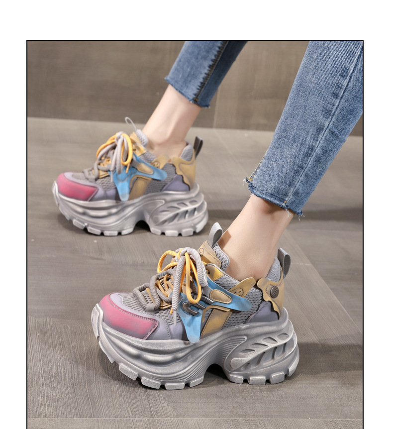 Giày sneaker nữ đế dày chunky lưới thoáng khí tăng chiều cao — màu sắc chi tiết 11