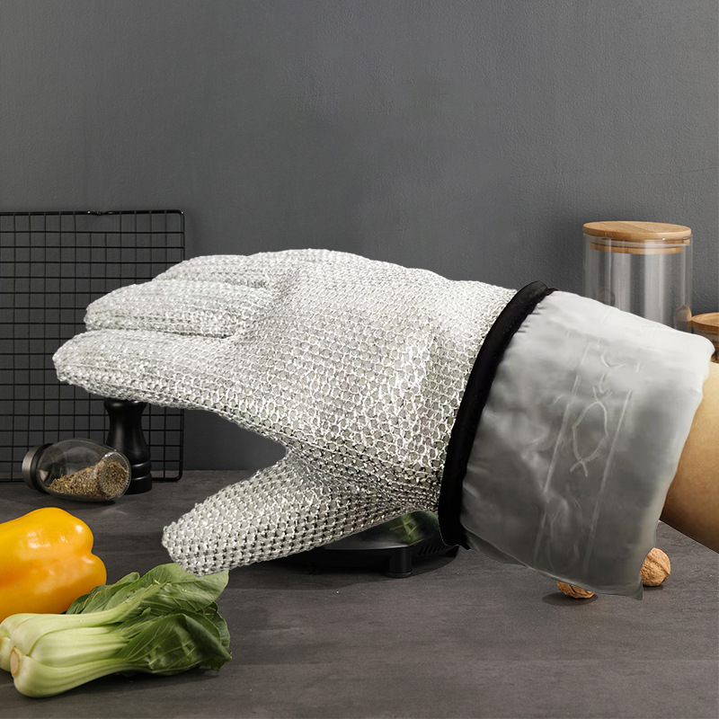 실크 헝겊 가정용 다기능 청소 청소 패드 방수 안티 스케일링 미끄럼 방지 기모 두껍게 정렬 된 식기 세척 장갑 실버