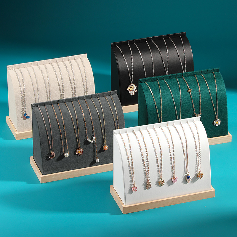 Creative New Necklace Display Stand with Wooden Base, Jewelry Armoire, Chain Pendant Display Rack, Jewelry Showcase, Prop