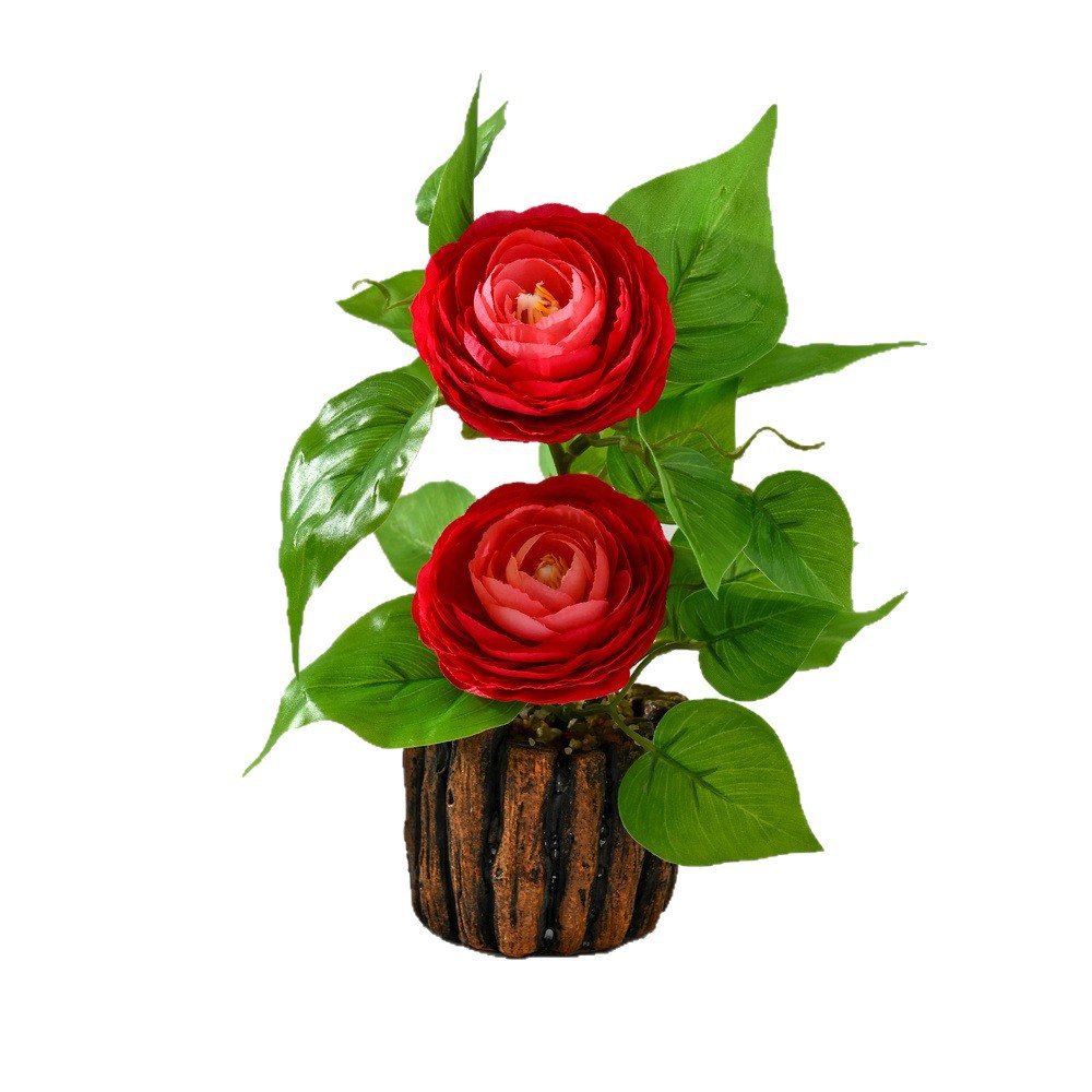 Camellia transfronteriza de dos extremos pequeño bonsai moda imitación maceta flores falsas decoración del hogar fotografía de bodas adornos de flores artificiales image 6