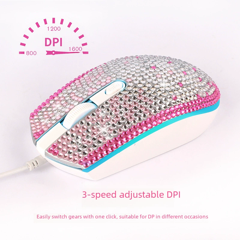 Кристалл RhineStone Мышь Компьютерные Аксессуары Электронный Подарок Цветной Смеющийся Алмаз Проводная Мышь