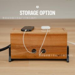クロスボーダープラグソケット電源コードオーガナイザーボックス木製ルーターハブ収納ボックス無垢材データケーブルボックス